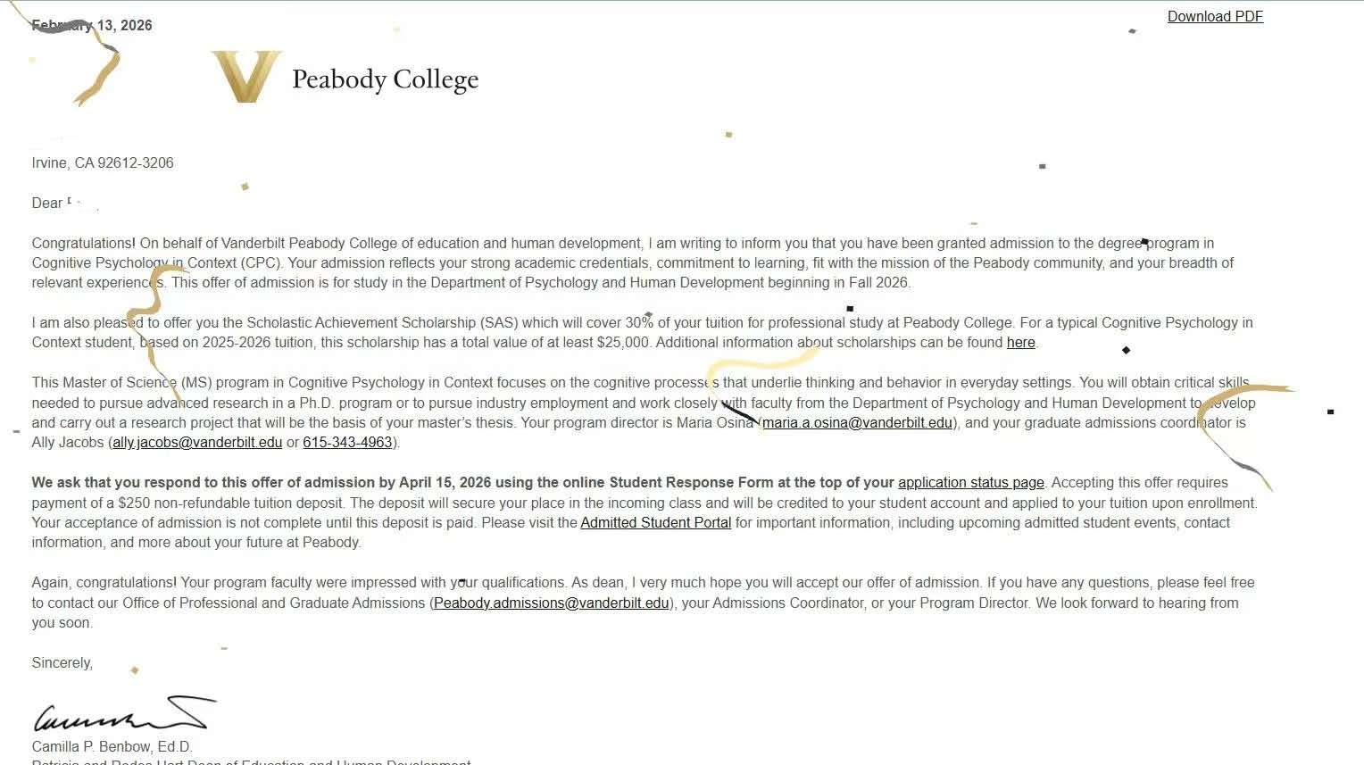 Acceptance letter 5