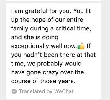 Parent note expressing gratitude for family support